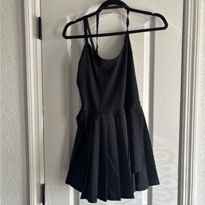 aerie Black Fit-and-Flare Skater Dress